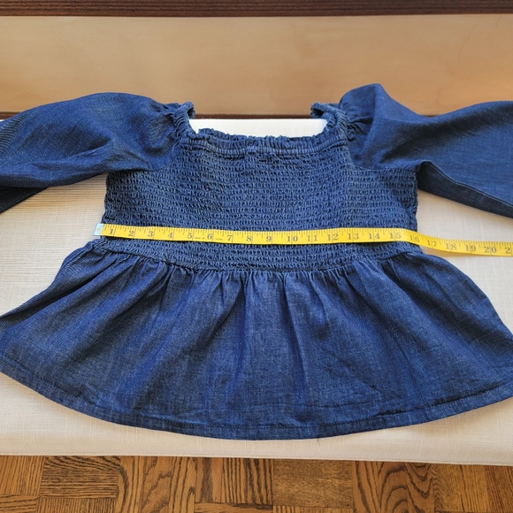 New! J. Crew sz XL X-Large Denim Chambray Smocked Puff Long Sleeve Top NWT - Picture 7 of 13